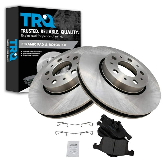 TRQ Front Brake Pad & Rotor Kit Brake Pads Brake Rotor Ceramic Fits Select 2001-2009 Volvo S60 1999-2006 S80 2001-2007 V70 2003-2007 XC70