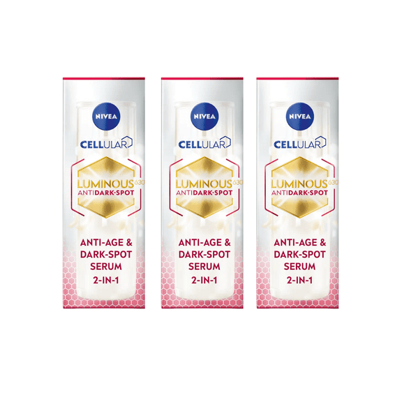 Nivea Luminous 630 Anti-Age & Dark Spot 2-in-1 Serum with Collagen Booster 30ml / 1 fl.oz - 3 Pack