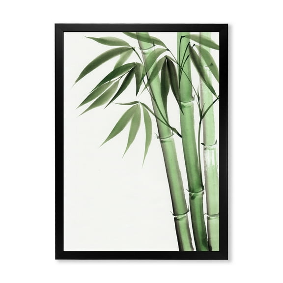 Designart 'Palm Bamboo Detail On White II' Traditional Framed Art Print