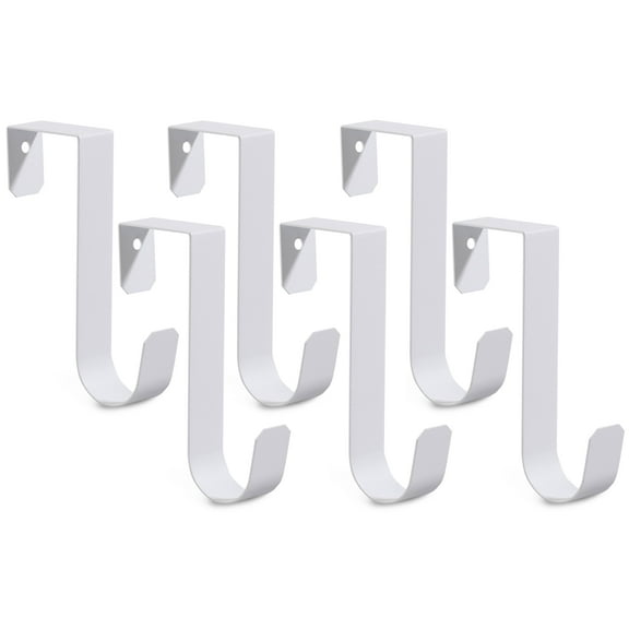 Romeda 6 Pack Over The Door Hooks, Sturdy Metal Single Over Door Hooks, White Door Hanger Hook Door Hooks for Hanging, Towels, Clothes, Bathroom, Hold Up to 7Lbs