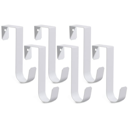 Romeda 6 Pack Over The Door Hooks, Sturdy Metal Single Over Door Hooks, White Door Hanger Hook Door Hooks for Hanging, Towels, Clothes, Bathroom, Hold Up to 7Lbs