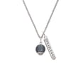 thumbnail image 2 of Delight Jewelry 12mm Grey Roller Spinner with Silvertone Lining Glass Spinner Silvertone Fearless Bar Charm Necklace, 23", 2 of 4