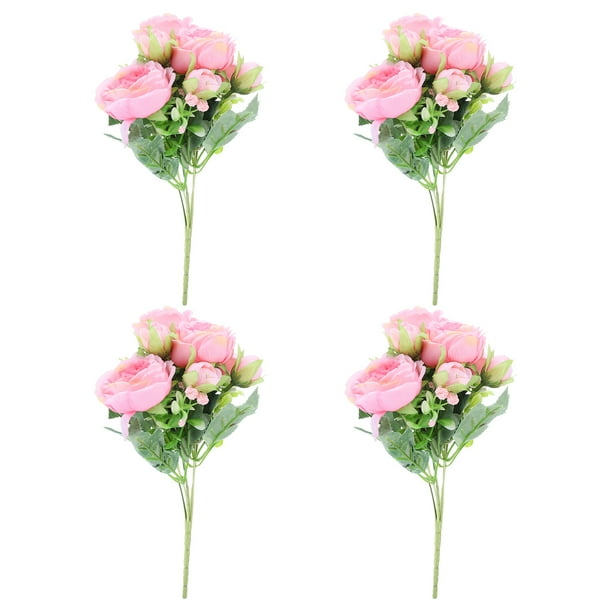 KAKOWELY 4 piezas de delicados adornos de flores falsas de imitación de peonía, decoraciones de flores preservadas