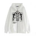thumbnail image 3 of Wxolcjlv Skeleton Graphic Zip‑Up Hoodie for Women Roomy Cut Pullover Hoodies, 3 of 3