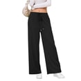 thumbnail image 6 of SWQZVT Womens Pants Waffle Wide Leg Casual Black Pants for Women Loose Workout Knit Lounge Workout Pants with Pockets S, 6 of 7