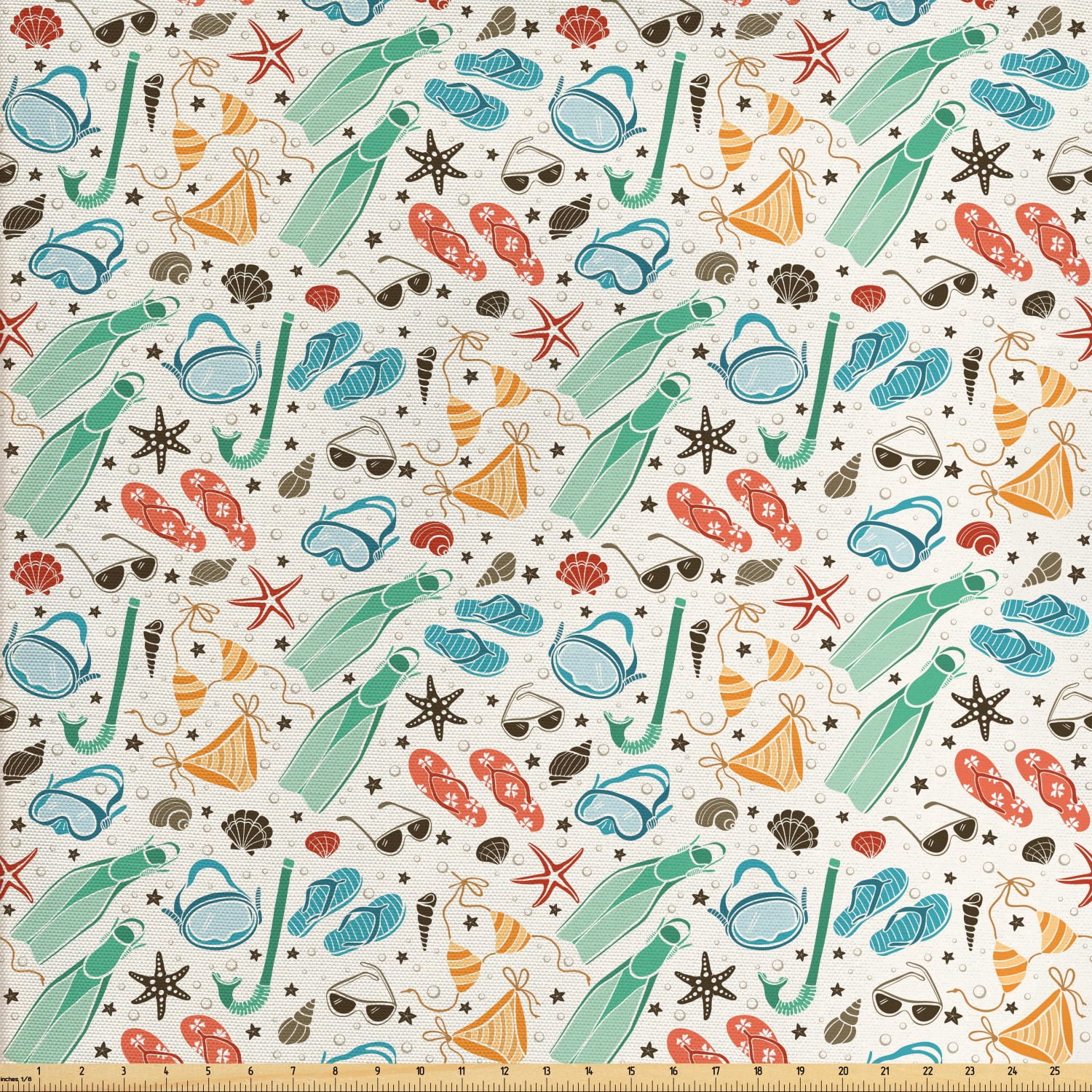 Summer Sofa Upholstery Fabric by the Yard, Continuous Beach Accessories