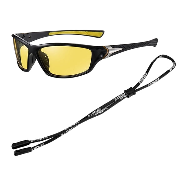 GJX Polarized Sports Sunglasses for Men Women,Fishing Driving Rectangular Goggles Uv400 Protection Yellow Glasses for Night Driving