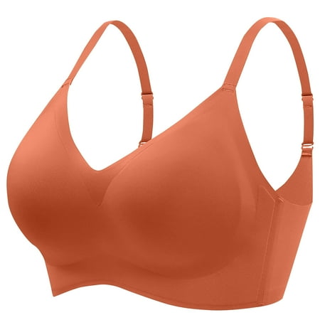 Mrasaso Under 10! Bras for Women Full Coverage Women Nylon Bra Fashion Women s Solid Color Thin and Light Wireless Removable Jelly Adhesive Bra for Soft Support(1pc Underwear) Red|L