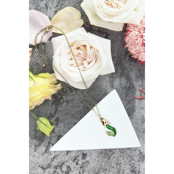 14" MERMAID SHAPED ENAMEL NECKLACE