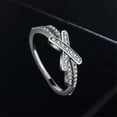 thumbnail image 4 of "X" Shaped Bowtie CZ Engagement Fashion Women's 925 Silver Wedding Ring Size 4-9, 4 of 6