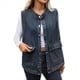 thumbnail image 2 of Chaleco Vaquero Extragrande para Mujer, Chaleco Vaquero de Longitud Media, Chaqueta Sin Mangas. Azul S, 2 of 10