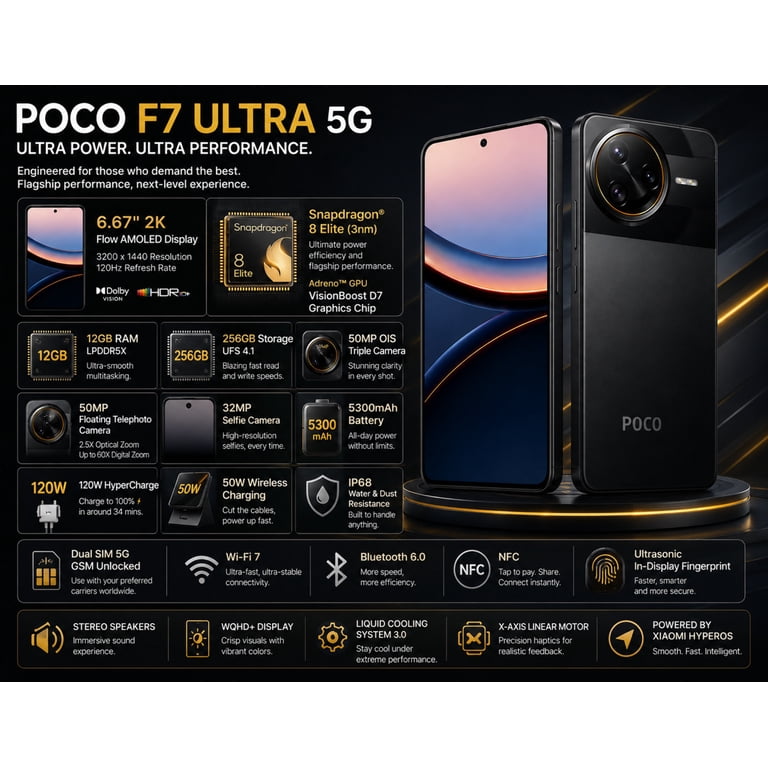 Xiaomi Poco F7 Ultra 5G 256GB ROM 12GB RAM Dual sim GSM Unlocked