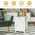 thumbnail image 4 of Gymax 2 Pcs Table d'Appoint avec Tiroir Armoire de Rangement Table de Chevet Blanche, 4 of 10