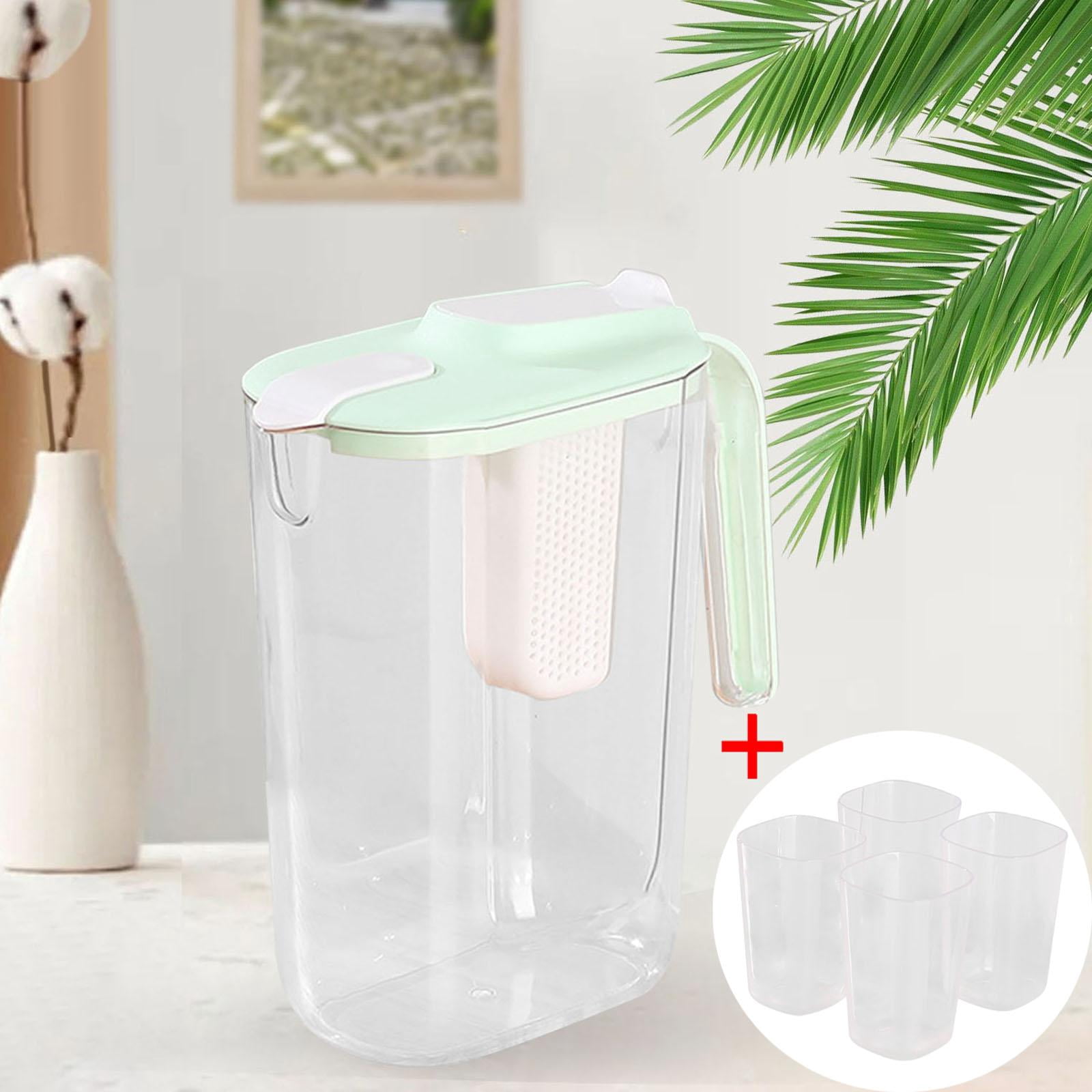 Fiocias Clear Ice Tea Maker, Beverage Pitcher, Iced Tea Pitcher with 4 Cups, Large Water Green