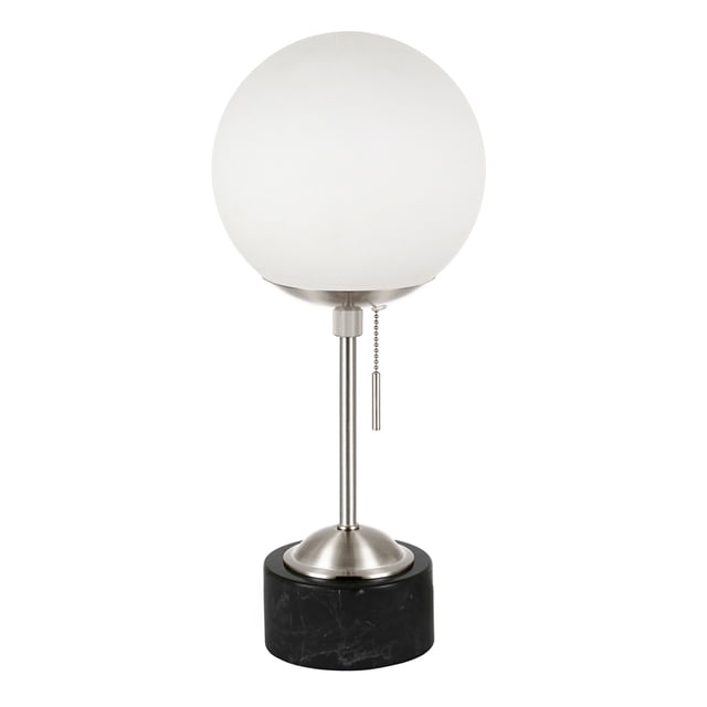Henn&Hart 8" Brushed Nickel/Black Marble Marble/Metal/Glass Table Lamp