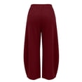 thumbnail image 6 of Kinrui Barrel Sweatpants for Women Wide Leg Ribbed Knit Lounge Pants Drawstring Elastic Waist Sweat Pant with Pockets Wine S, 6 of 9