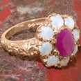 thumbnail image 6 of LBG British Made 9k Rose Gold Natural Ruby & Opal Womens Promise Ring - 33 size options - Size 7.75, 6 of 8