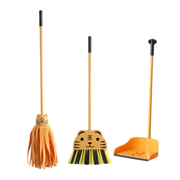Mini escoba con recogedor para que los niños desarrollen habilidades para la vida. Juguete educativo para la casa de juegos. 3 piezas
