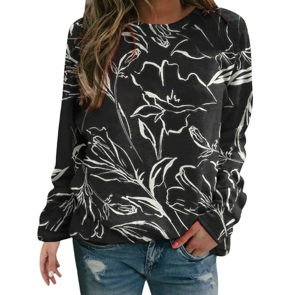 Sweatshirt for Women Long Sleeved Leopard Printed Crewneck Pullover Fall Outfits Casual Comfy Y2k Tops 2025