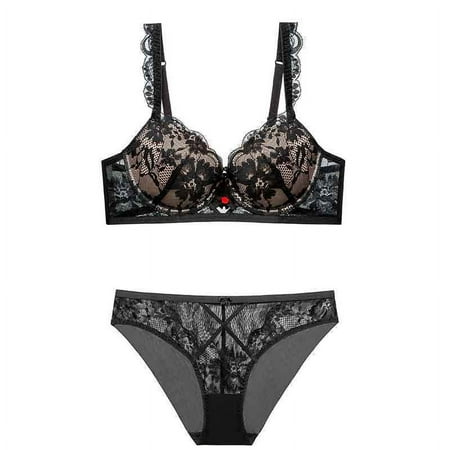 Generic Sexy Lace Lingerie Bra Small Chest Push up Bra Suit Chest Big Adjustable Upper Support Sexy Bra Set Suit
