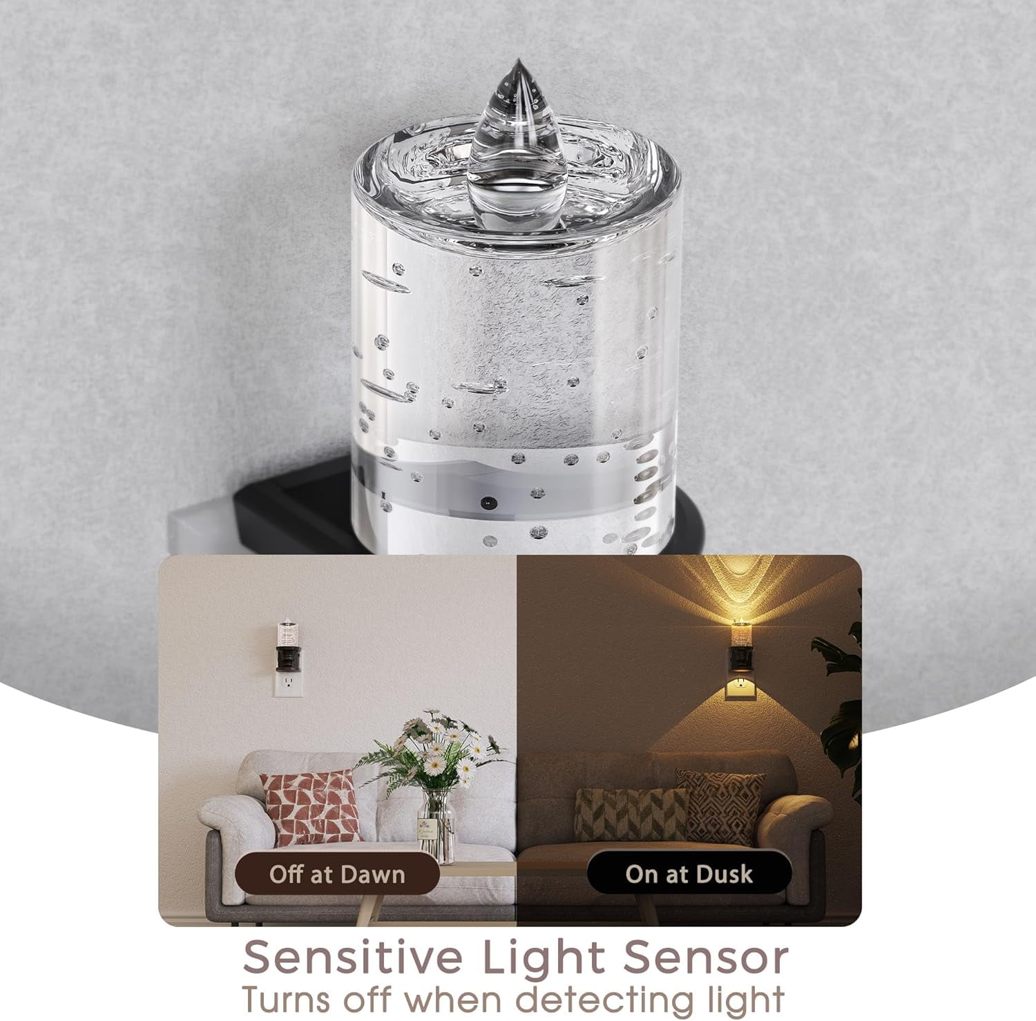 RGHJAR-Flameless Candle Night Light, Bubble Night Lights Plug into Wall, Candle Nightlight with Light Sensor, Dimmable LED Night Light Plug in, Warm White 3000K Nightlight for Hallway Bathroom