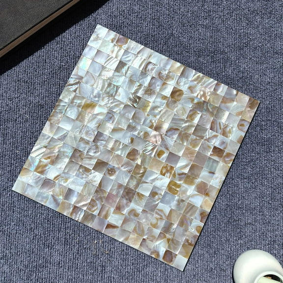 Sinkoo Natural Mother of Pearl Wall Tiles, Brown 12"x12", Mosaic Shell Backsplash Sticker for Kitchen, Bedroom and Bathroom
