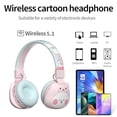 thumbnail image 2 of YLFASHION Auriculares Bluetooth para niños, Auriculares inalámbricos de Dibujos Animados para niños, Auriculares supraaurales con micrófono Incorporado para niños/Escuela/iPad/Tableta/Avión (Rosa), 2 of 5