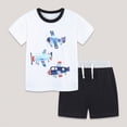 thumbnail image 2 of Baby Boy Clothes Summer Toddler Boys Cute Cartoons Printed Short Sleeve Cotton T-Shirt Elastic Waist Shorts Sets Kids Outfit Beach Clothes Beach Outfits White 6-7 Years, 2 of 9