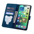thumbnail image 4 of Nalacover for iPhone 14 Pro Wallet Case, Flower Cat Embossed Pattern Magnetic Premium PU Leather Soft Silicone Shockproof Cover with Card Slots Holder Kickstand Flip Folio Case, Blue, 4 of 7