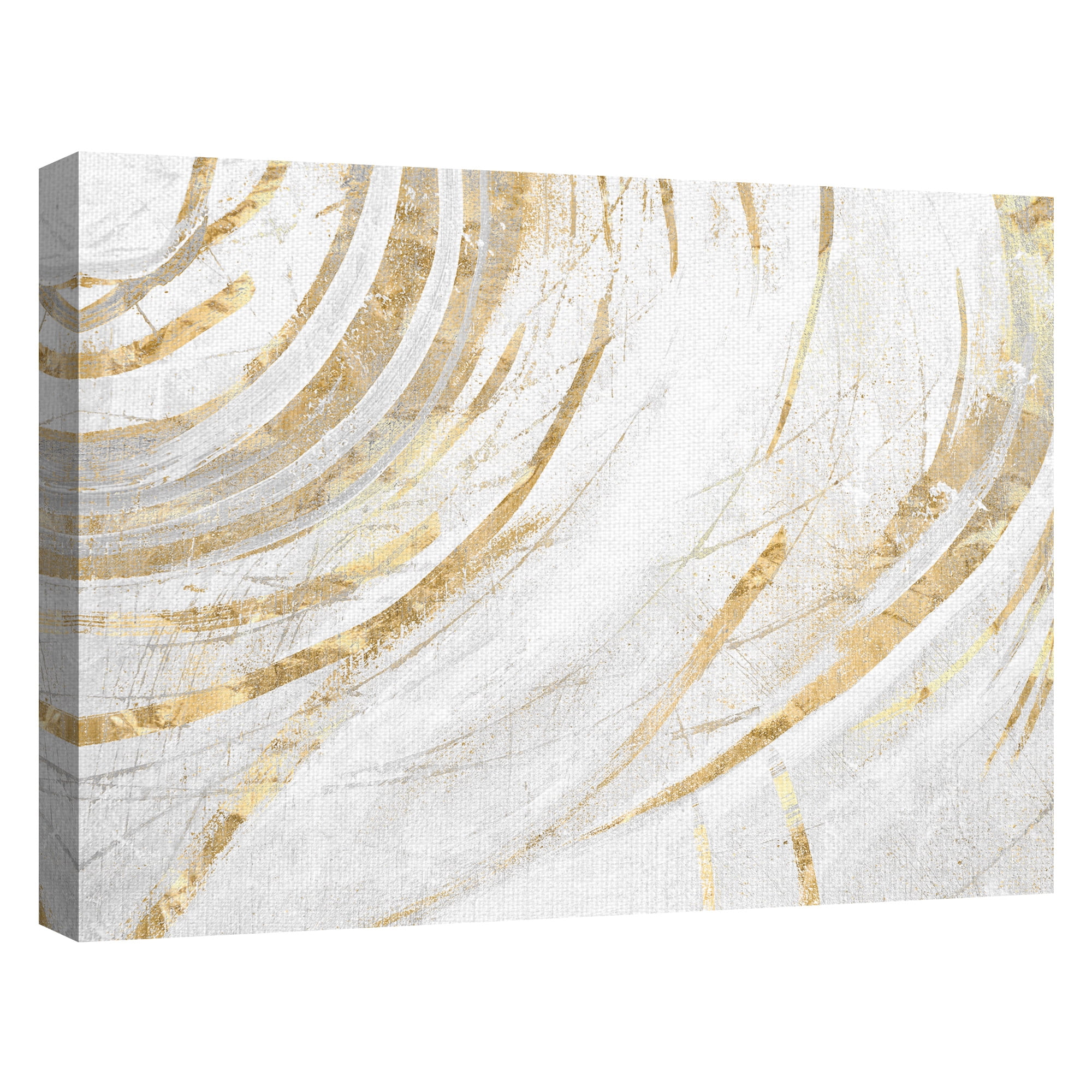 Masterpiece Art Gallery Fluidity Horizontal Gold Abstract By Belle Maison Canvas Art Print 30" x 40"