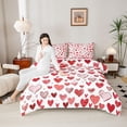 thumbnail image 4 of Castle Fairy Love Heart Print Full Size Comforter Sets 3-Piece for Adults Female Men,Abstract Graffiti Stripes Bedding Comforter Set,Happy Valentine's Day Lightweight Bedding Sets, 4 of 8