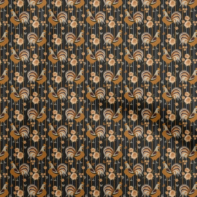 oneOone Rayon Orange Fabric Birds Rooster Sewing Craft Projects Fabric Prints By Yard 56 Inch Wide
