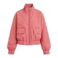 thumbnail image 6 of SHENGXINY Plaid Jacket for Women Stand Collar Zip Up Cropped Outwear with Pockets Checkered Casual Long Sleeve Winter Fall Coat Red M, 6 of 6