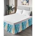 thumbnail image 4 of Abstract Waves Bed Skirt Spray Blue Ocean Seaside Watercolor Bed Skirts California King Size 18 Inch Drop, Wrap Around Dust Ruffle&nbsp;Bedskirt with Adjustable Elastic Belt for Queen Size Beds, 4 of 7