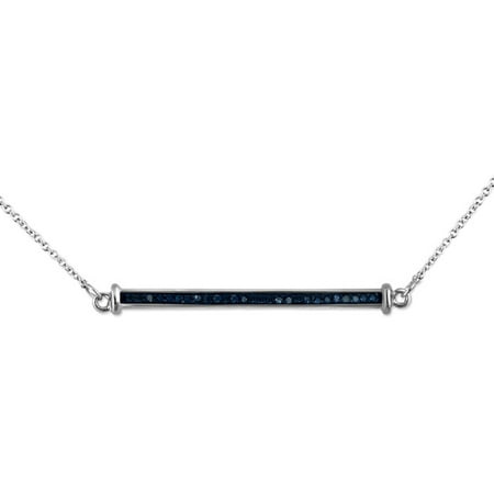 JewelersClub 1/7 Carat T.W. Blue Diamond Bar Sterling Silver Pendant