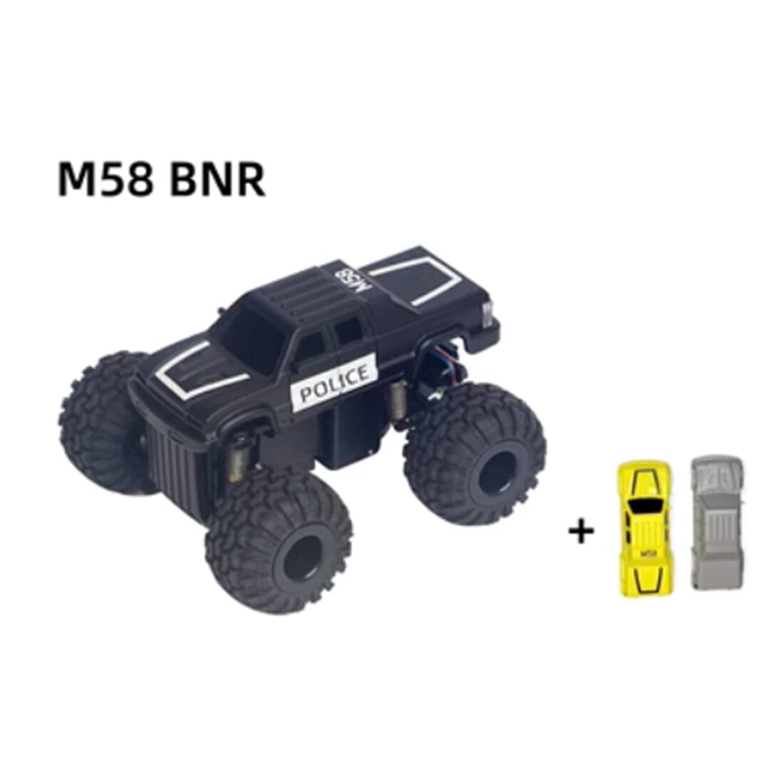 M58 1/58 Scale Mini RC Rock Crawler, 2.4G RWD Full Proportional Control Electric RC Car with Independent Suspension, Metal Gears, LED Lights & 3 Interchangeable Shells for Adults - RTR