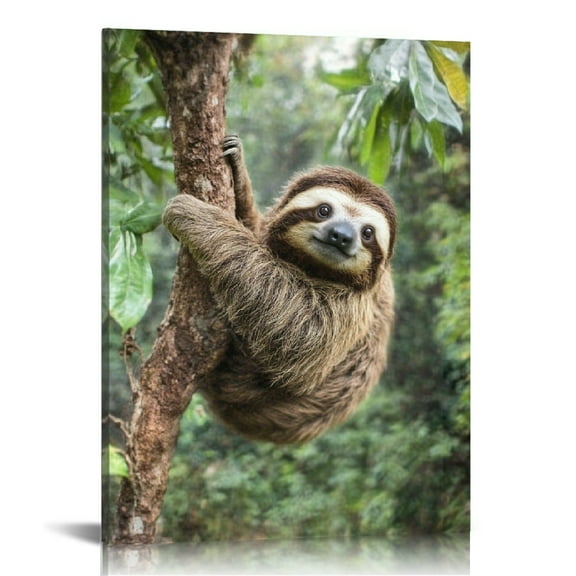 Autua Sloth Tree Branch Forest Canvas Wall Art for Home Decor 12x16in