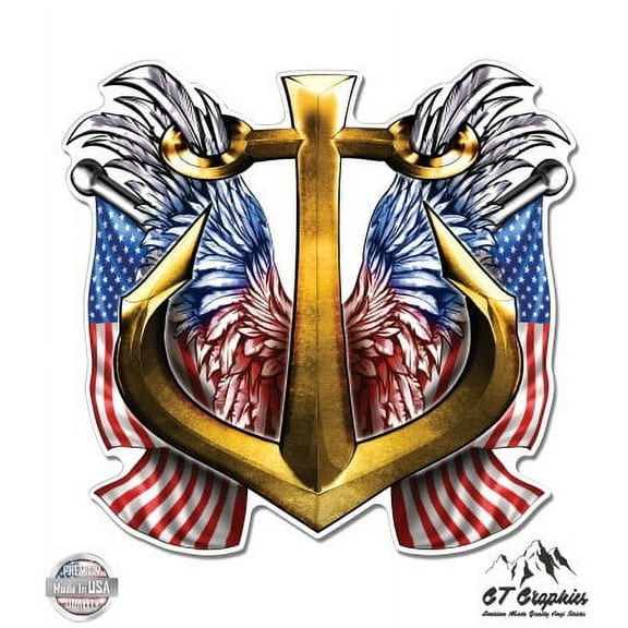 US Navy Anchor Military Pride American Flag Veteran I Served - 3" Vinyl Sticker - For Car Laptop I-Pad Phone Helmet Hard Hat - Waterproof Decal