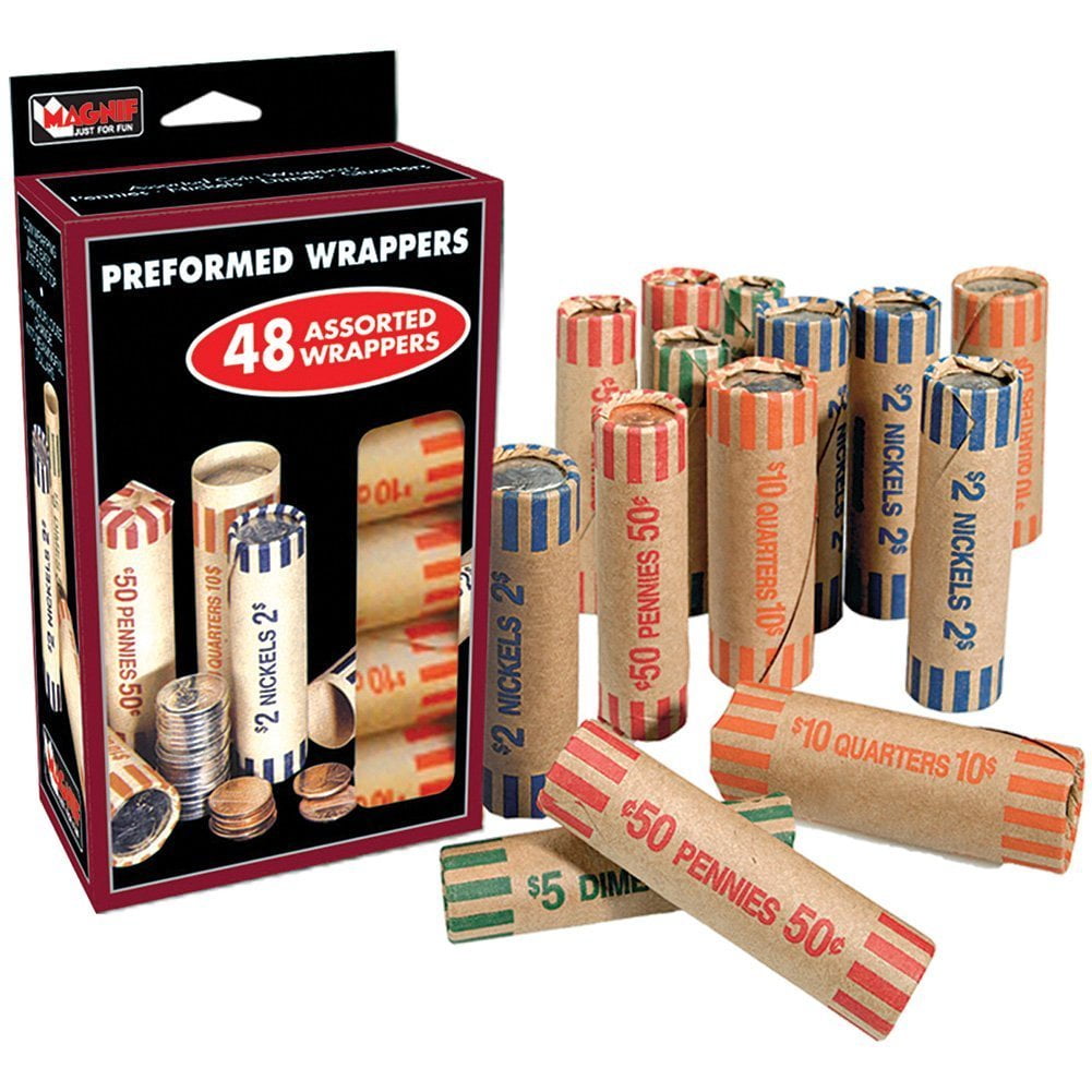 Magnif 4610 Preformed Coin Wrappers Assorted 48 Count