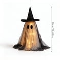 thumbnail image 3 of Cififendec Halloween Light Up Fabric Ghost Hanging Ornament, Double Layer Tulle Ghost with Witch Hat for Porch Eave and Fireplace Mantel Decor, 21.65", 3 of 7