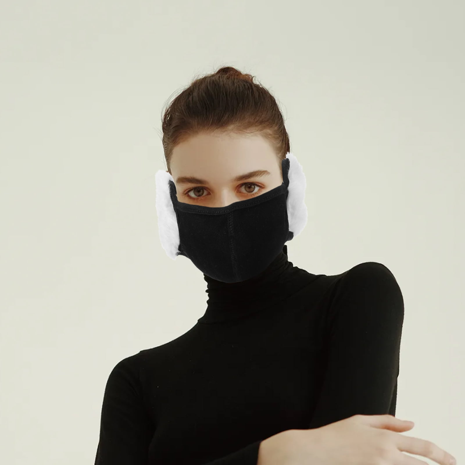 OFFIGAM Windproof Cotton Half Face Mask for Winter Outdoor Activities with Ear Cover in Black