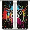 thumbnail image 2 of Gamer Curtains for Boys Kids Bedroom,Cool Gaming Decor,Video Game Kids Curtains,Neon Gamepad Teens Curtains for Bedroom Window Treatment Set for Living Room 84Wx84H Inch Decor, 2 of 6