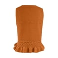 thumbnail image 5 of Womens Crochet Crop Tank Tops Sleeveless Crew Neck Ruffle Summer Boho Knit Sweater Vest Orange Size XL, 5 of 6