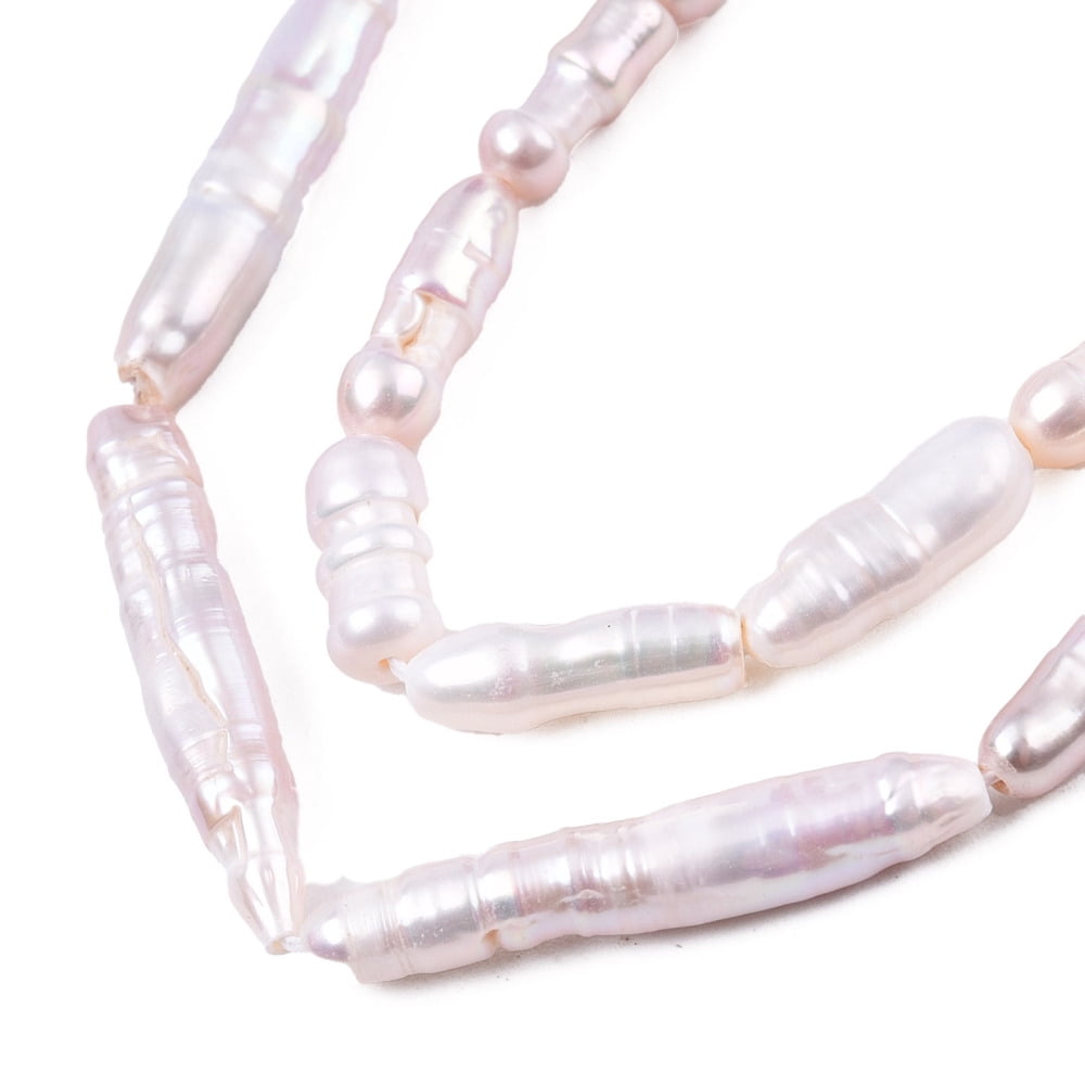 Natural Baroque Pearl Keshi Pearl Beads Strands Cultured Freshwater Pearl Toothpick Seashell color 19~28.5x4~5x4~5mm Hole: 0.7mm 15pcs/strand 14.84 inch~15.35 inch(37.7~39cm)
