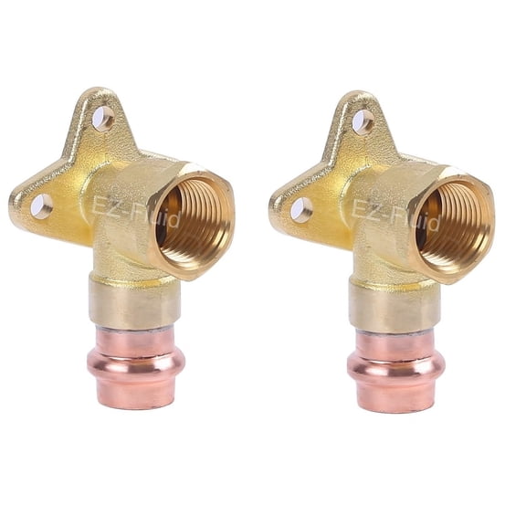 EZ-Fluid (2pc) 1/2" FIP x Propress Drop Ear 90 Degree Elbow,Press x FIP Brass Shower Drop 90 Elbow,HeavyDuty Brass Drop Ear,ProPress Press Copper Fitting Connection Plumbing Fittings