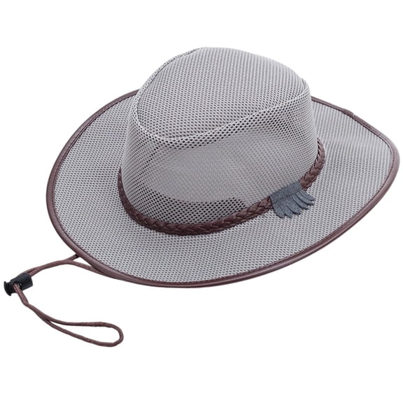 Wiywef Mesh Wide Brim Cowboy Hat Breathable Jazz Hat for Summer Golf Fishing Camping Hiking