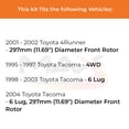 thumbnail image 2 of Max Advanced Brakes - Brake Kit for 1995-2001 2002 2003 2004 Toyota Tacoma 4Runner w/ 11.69" Dia Fr Rotor 6 lug Front Replacement Drilled Slotted Black Coated Disc Brake Rotors and Ceramic Brake Pads, 2 of 9