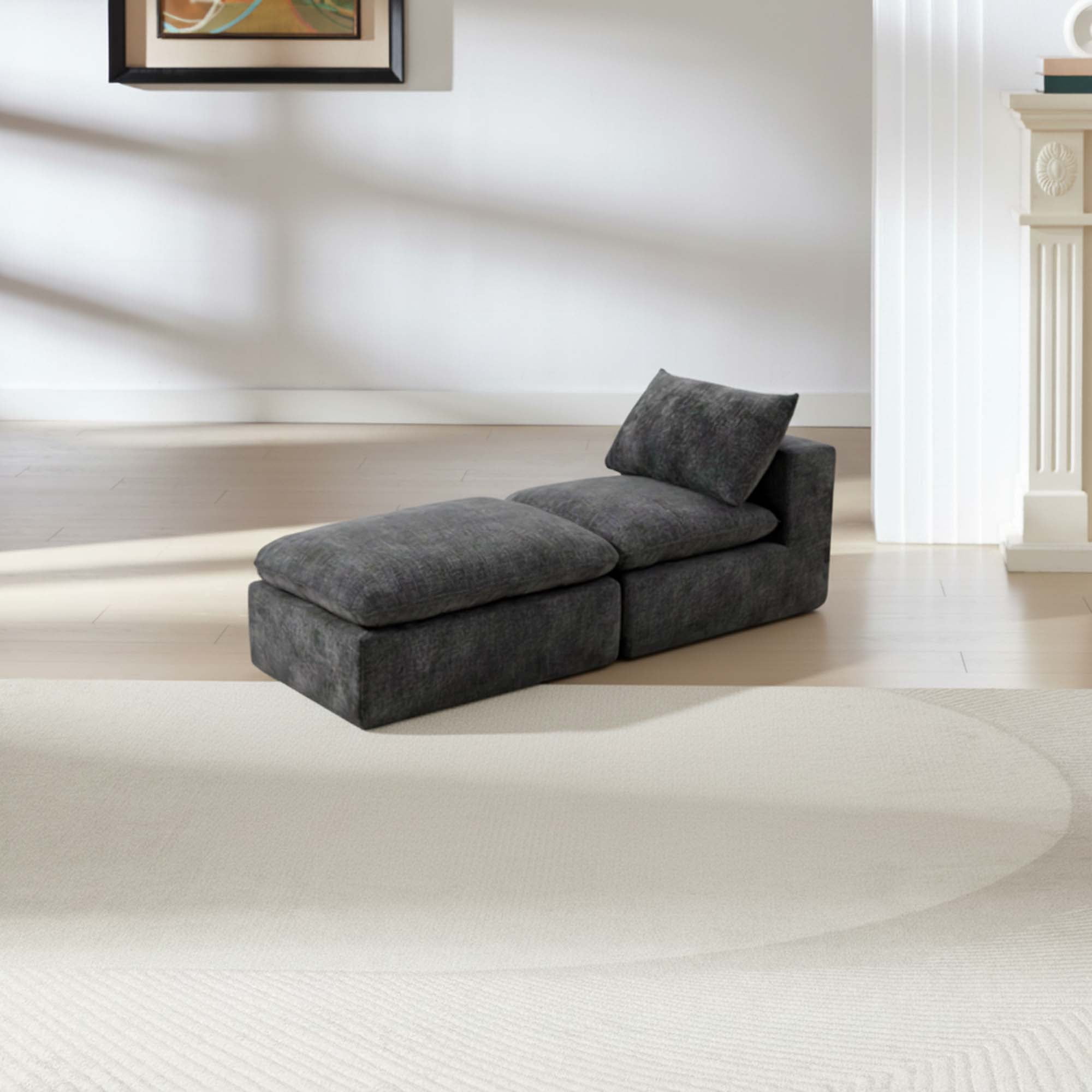 Miniyam 30" x 79" Dark Gray Left or Right Facing Chaise Lounge, Modular Add-On to Build L-Shape or U-Shape Sectional Sofa