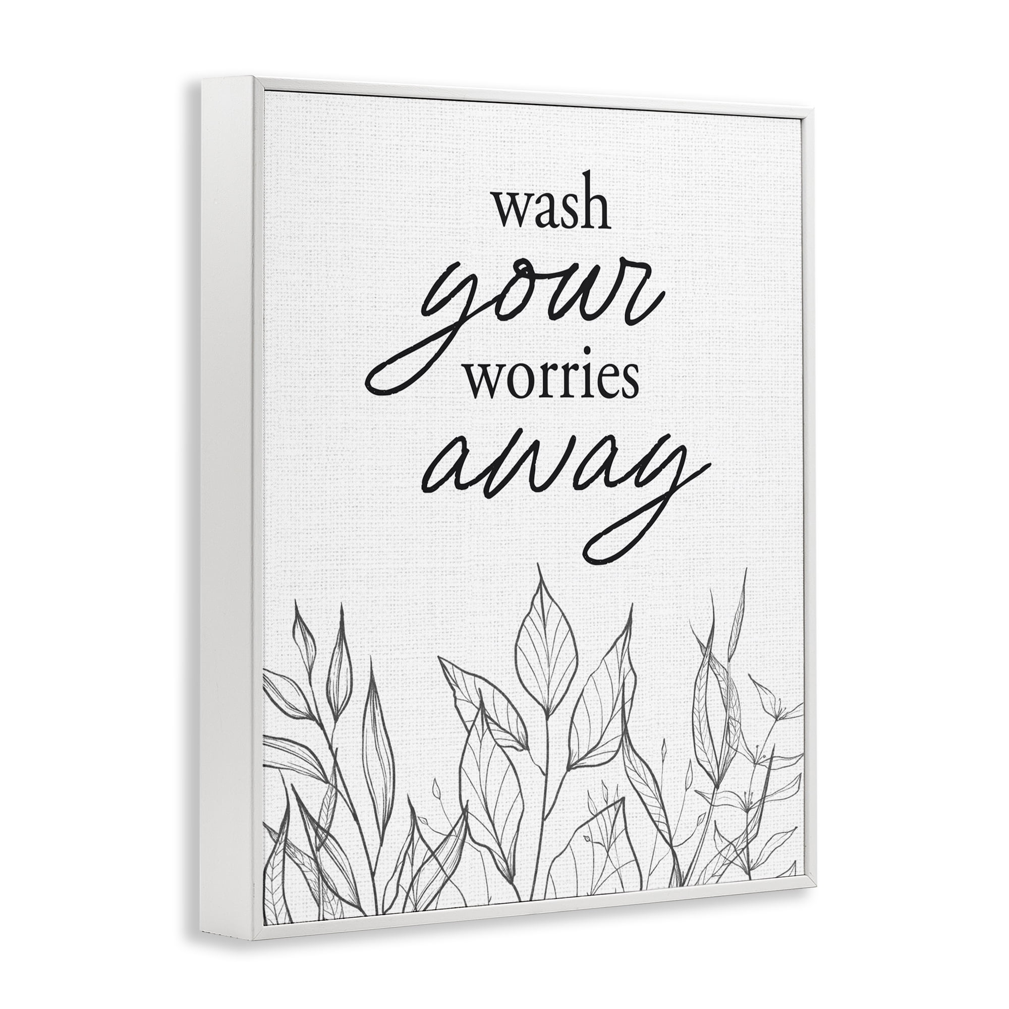 Wash Your Worries Away Minimalist White Framed Giclee Art, design by Lettered and Lined