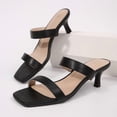 thumbnail image 4 of Pennysue Women Square Toe Low Heel Sandals Cushioned Slip On Two Strap Heeled Sandals for Wedding Working Partying, 4 of 7